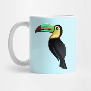 Yellow and Black Toucan on Bright Blue Mug